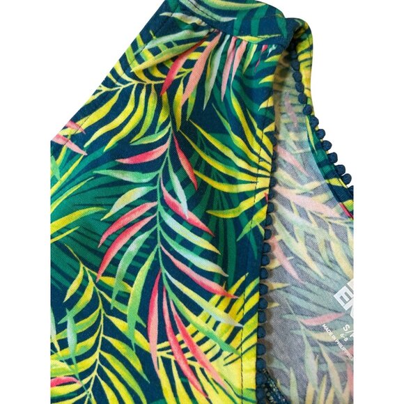 Lands End Sleeveless Tropical Print V-Neck Top S/P Green & Pink 1737 - Picture 5 of 6